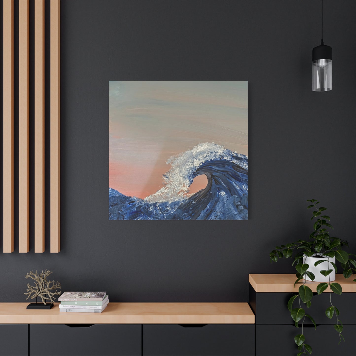 California_Coast - Ocean Wave Canvas Art — Blue Wave Seascape Matte Stretched Canvas