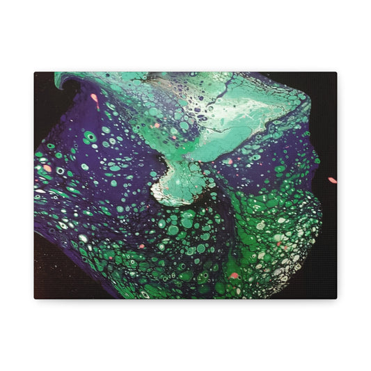 Abstract Green & Teal Fluid Art Canvas Print - Matte Stretched Wall Art