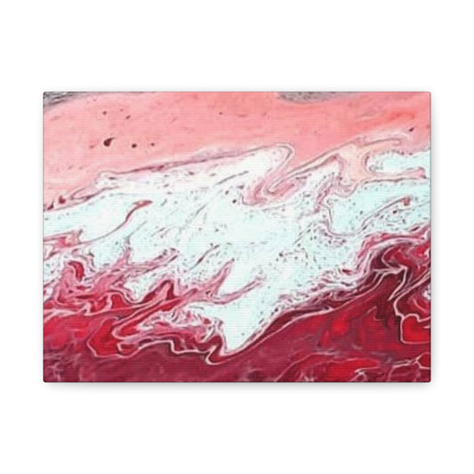 Abstract Pink & Red Fluid Art Canvas — Matte Stretched Wall Art