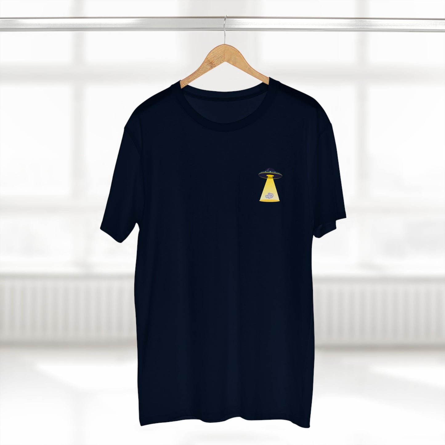 UFO Chest Pocket Tee — Retro Rocket Back Graphic Shirt
