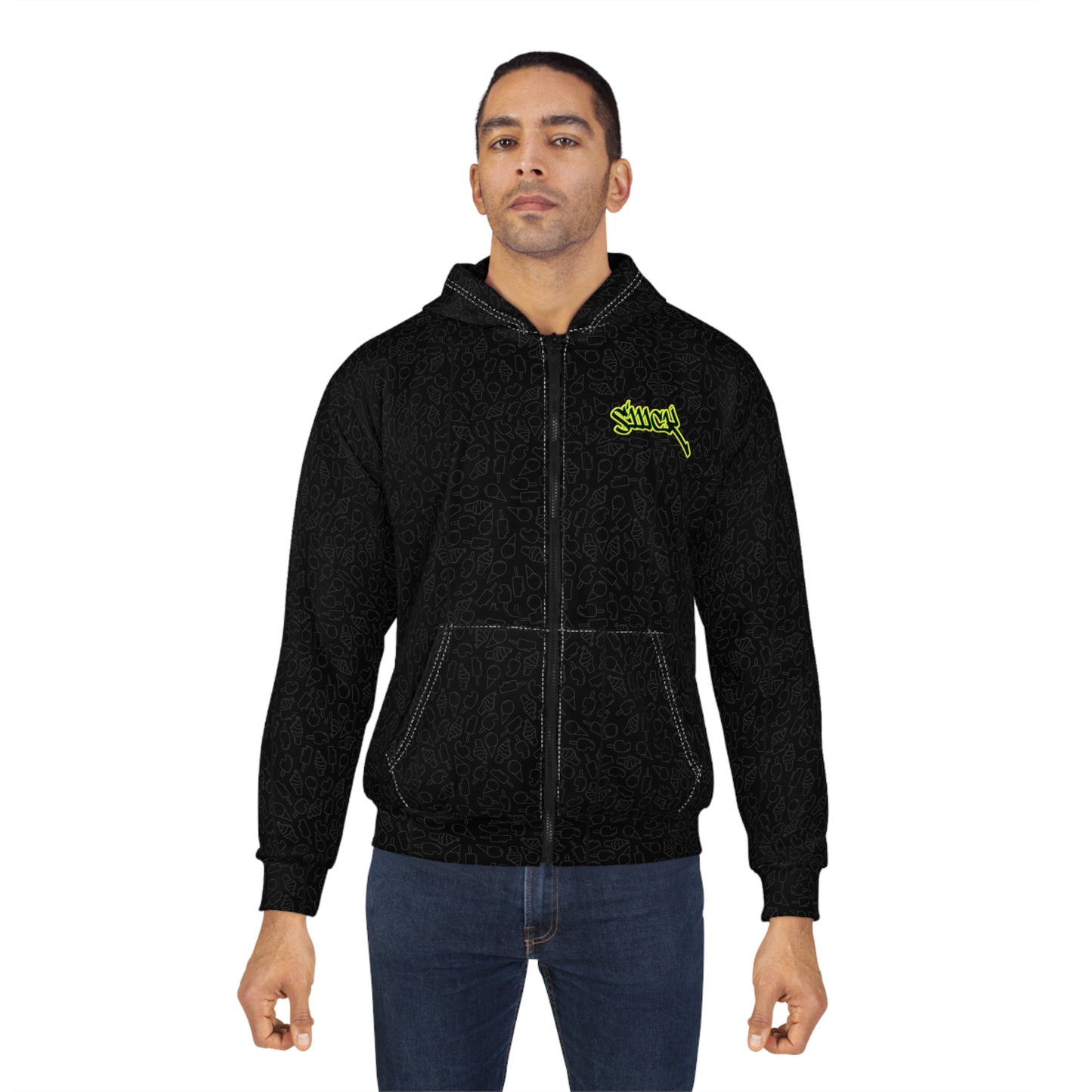 Zip Hoodie — triple 'sick' logo / ice cream bckgrnd