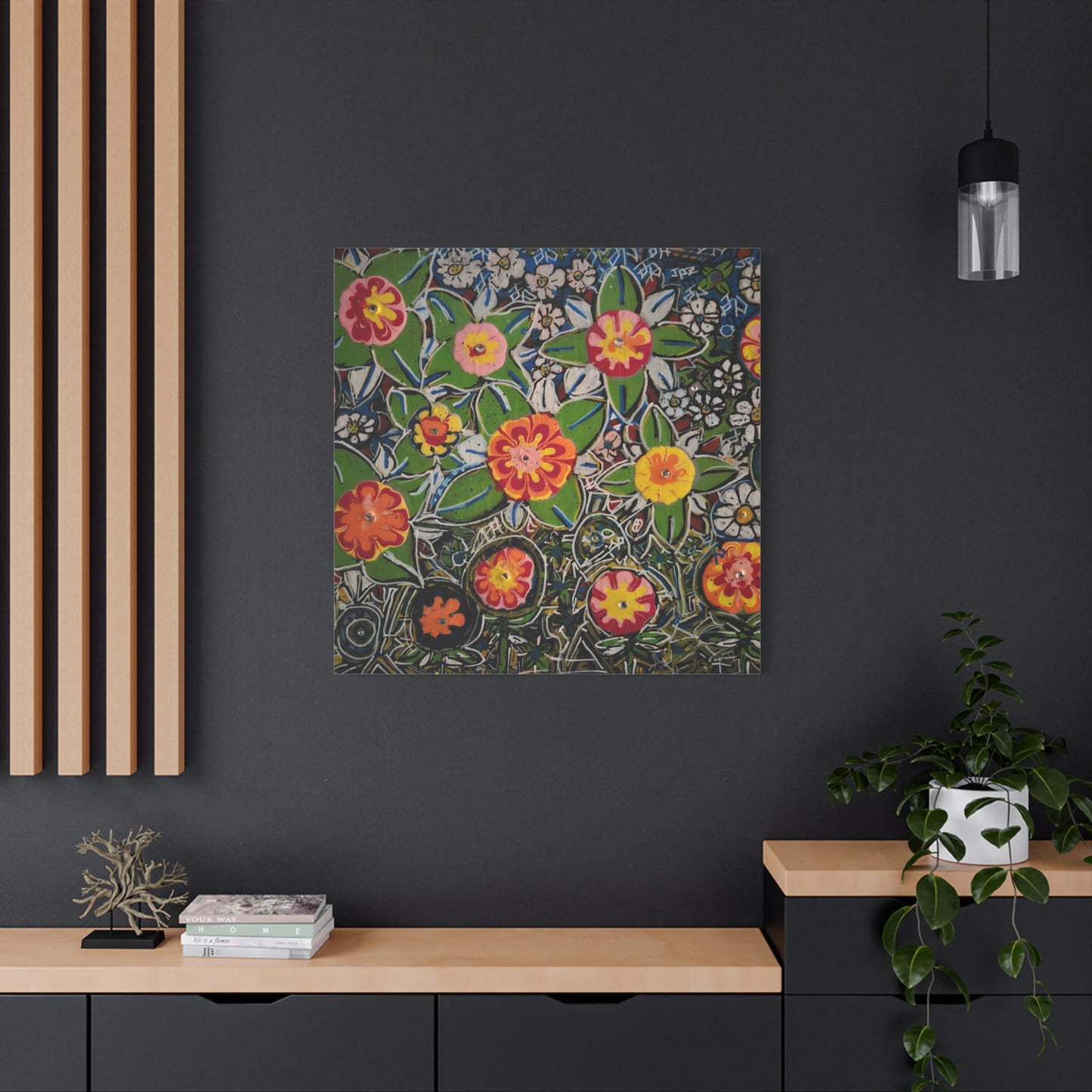 Urban_gardening-04 - Floral Pop Matte Stretched Canvas – Colorful Hand-Painted Garden Wall Art