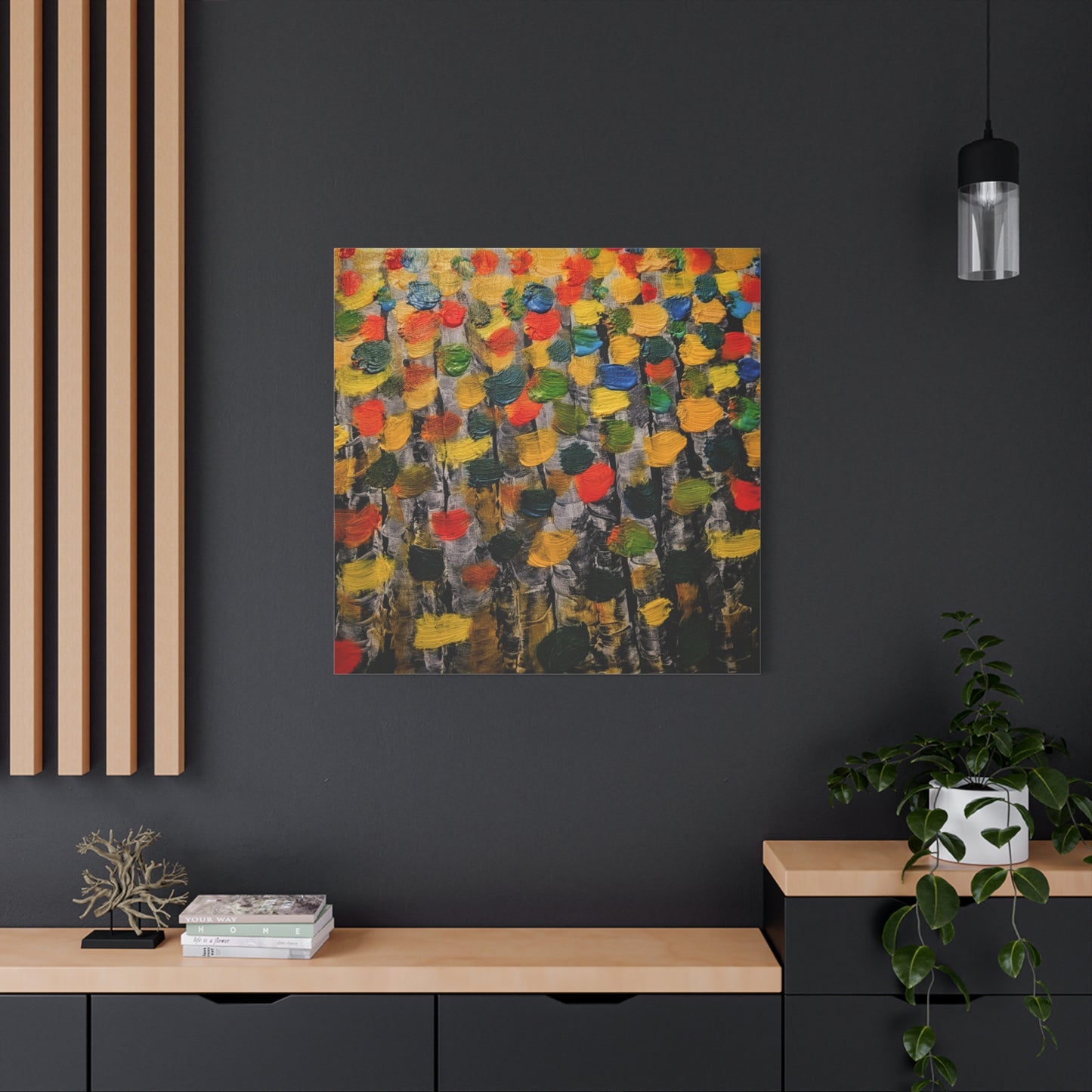 birch trees with color strokes - Abstract Color Bloom Matte Canvas Wall Art — Stretched 1.25"
