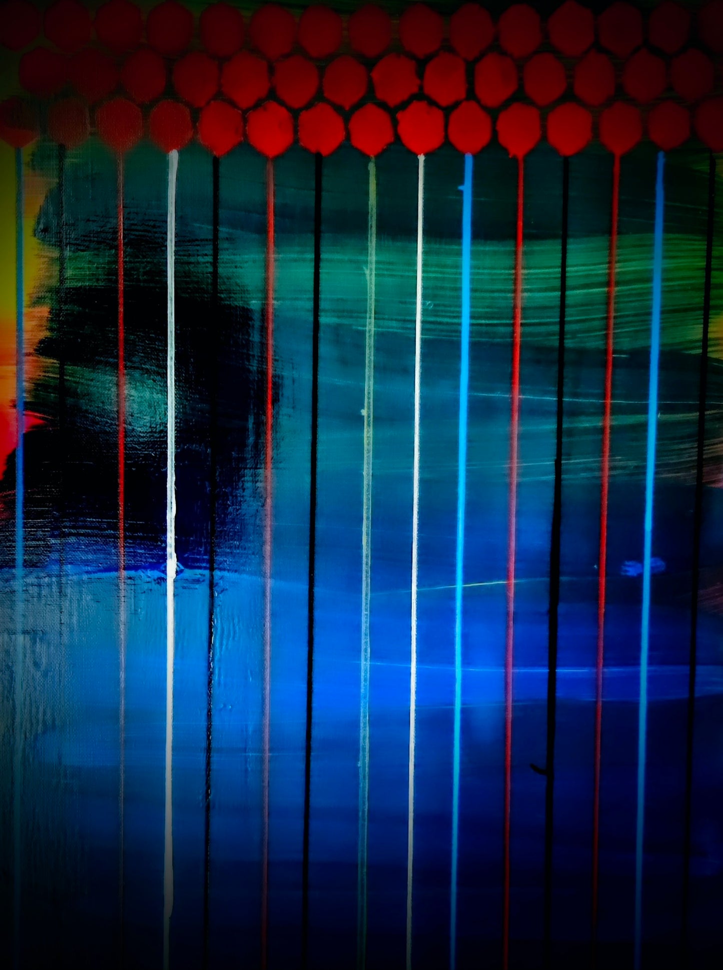 Abstract Blue Drip Canvas Wall Art — Modern Matte Stretched Painting