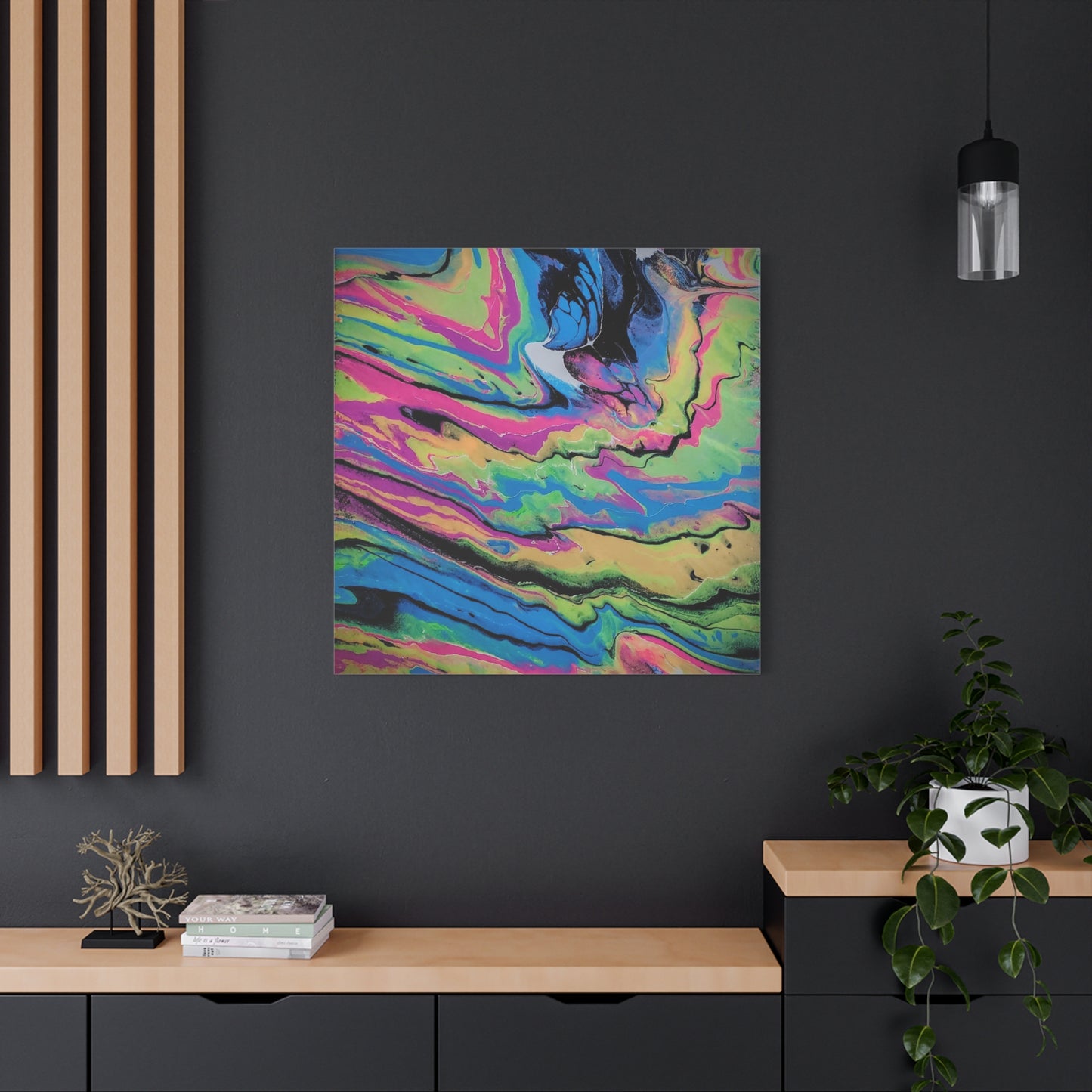 Abstract Neon Fluid Art Canvas Print — Vibrant Psychedelic Wall Decor