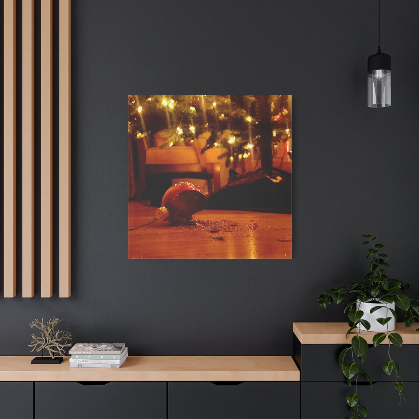 Christmas Tree Ornament Photo Canvas – Cozy Holiday Still Life Wall Art