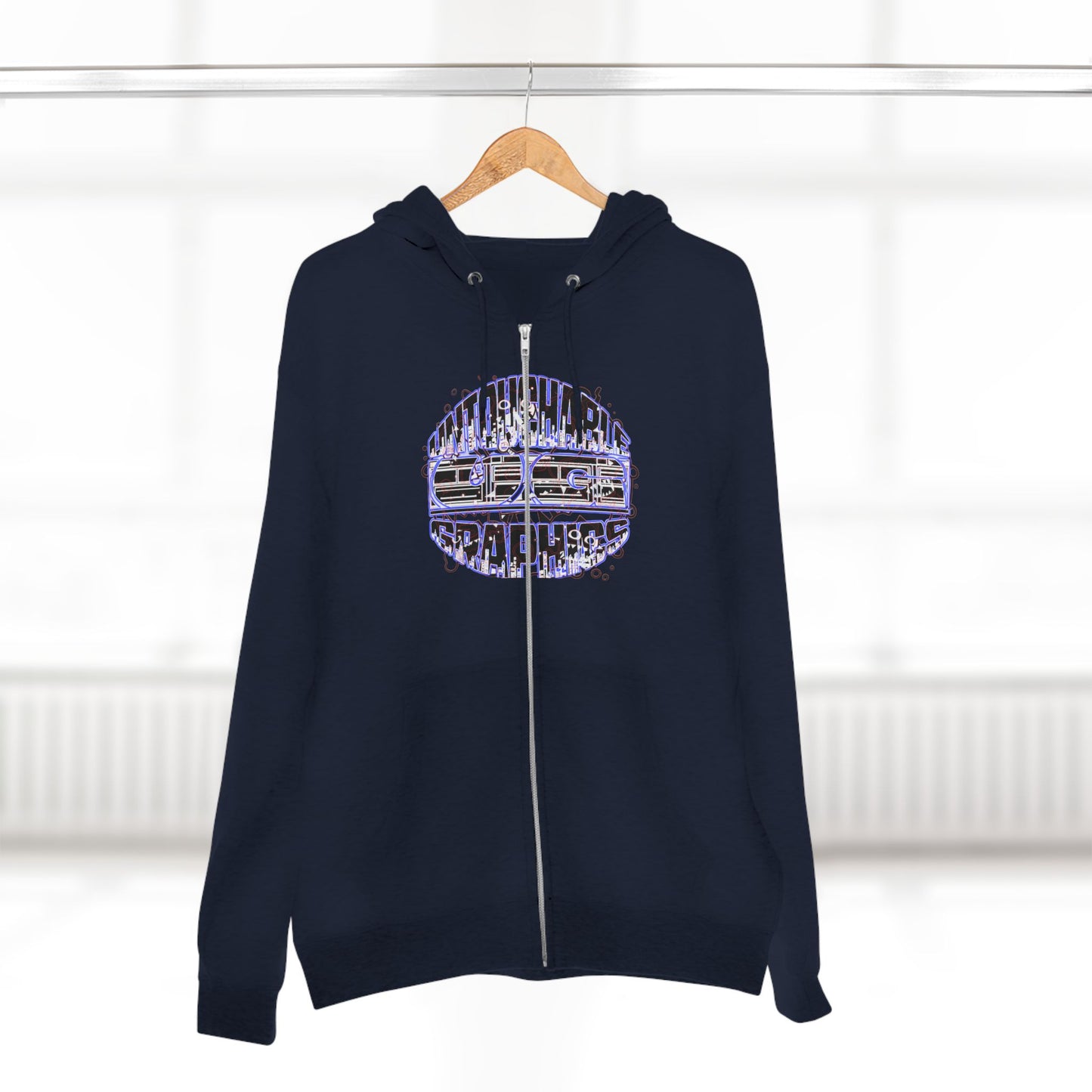 UG-logo - Zip Hoodie with Abstract Cyber Circuit Circle Graphic