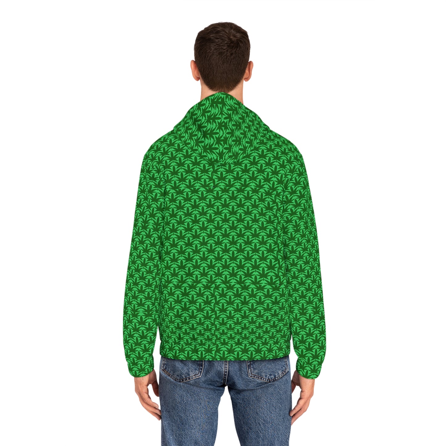 Green Palm Pattern Full‑Zip Hoodie — 'Sailor' Back Logo