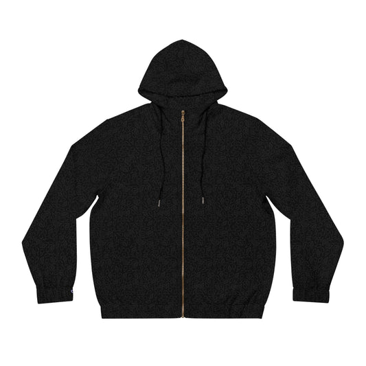 Men's Black Full-Zip Hoodie with Subtle Logo – Lightweight Streetwear Zip-Up