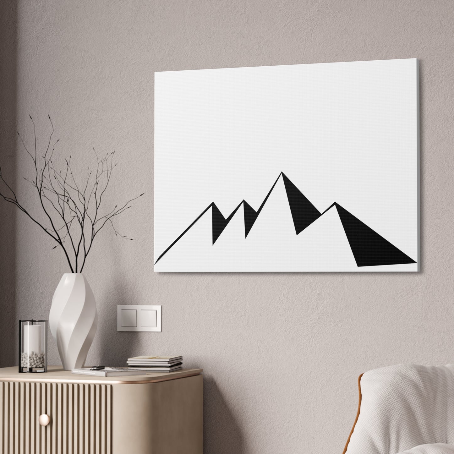 mountains001 - Modern Black Mountain Canvas Art