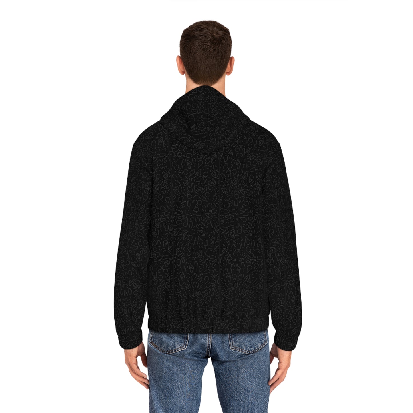 Black with ice-cream icons Full-Zip Hoodie – Men's Classic Zip-Up Hoodie