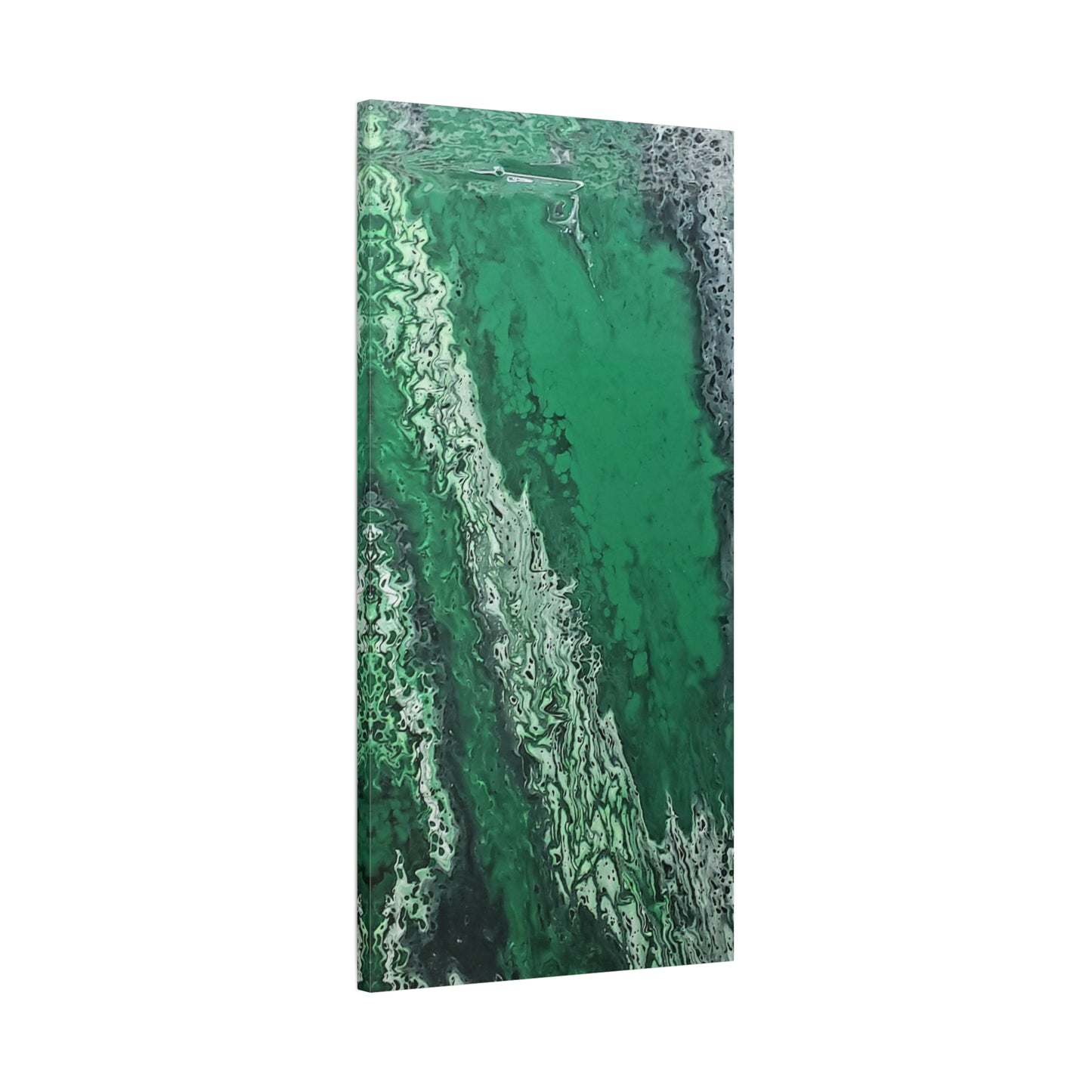 Emerald Wave Abstract Canvas Print — Matte Stretched Wall Art