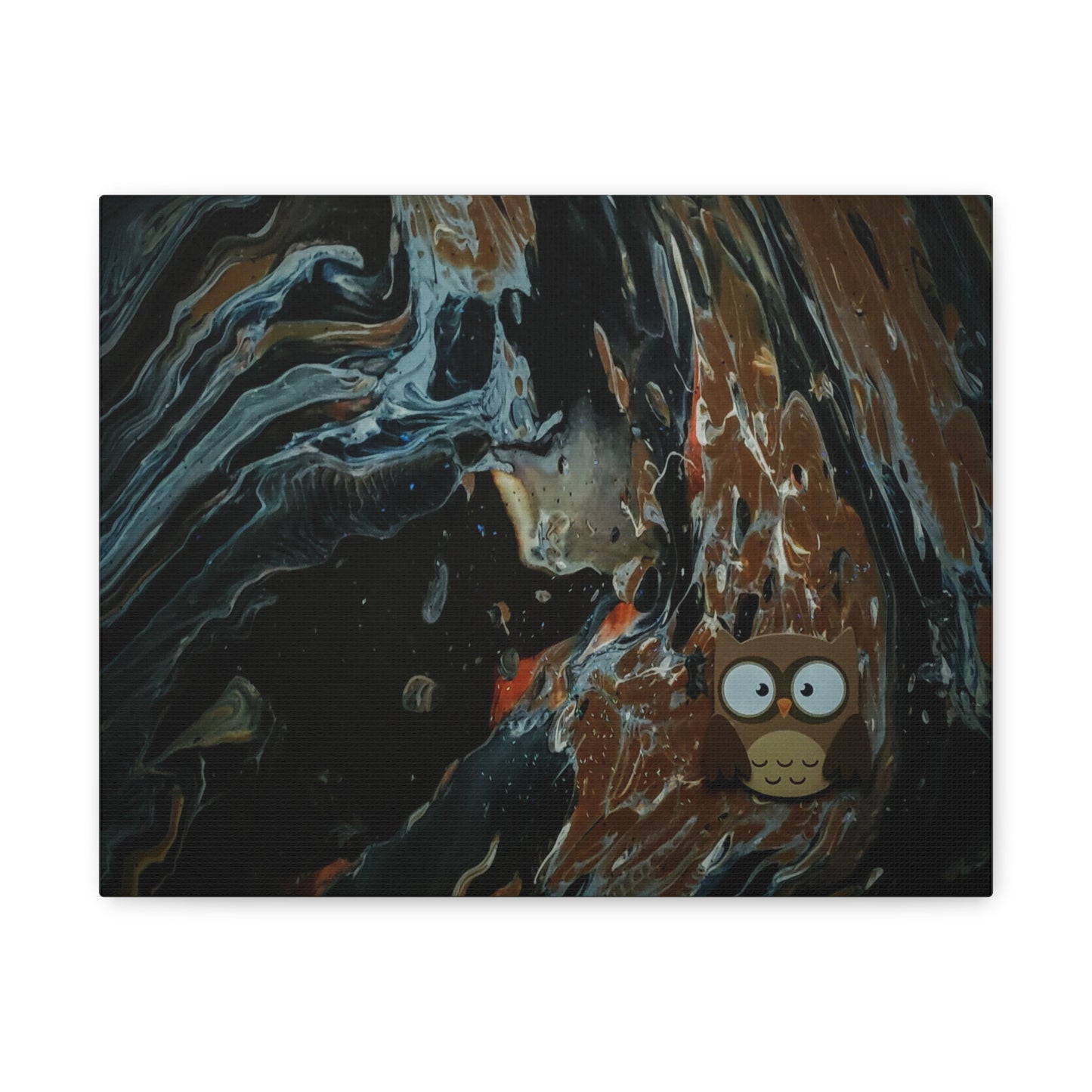 Abstract Swirl Owl Matte Canvas Print