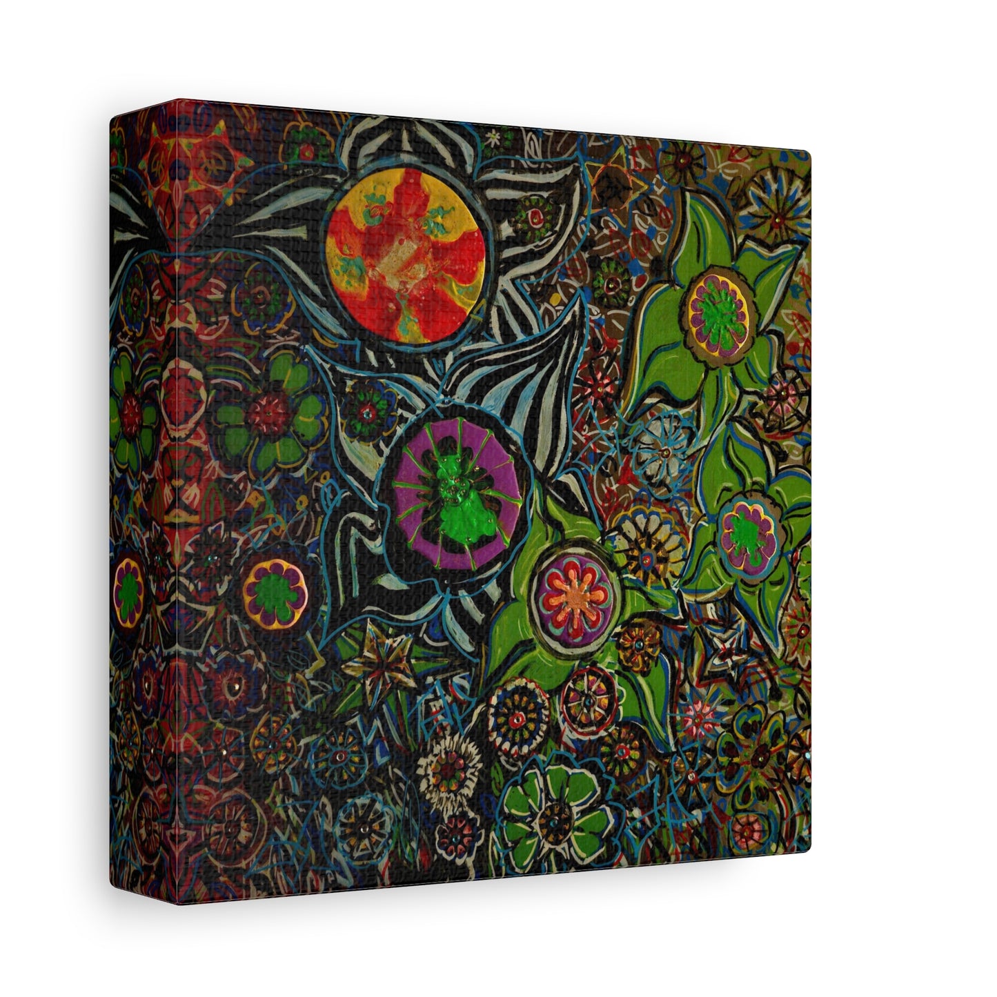 Urban_gardening-03 - Psychedelic Floral Canvas Print — Vibrant Abstract Garden Wall Art