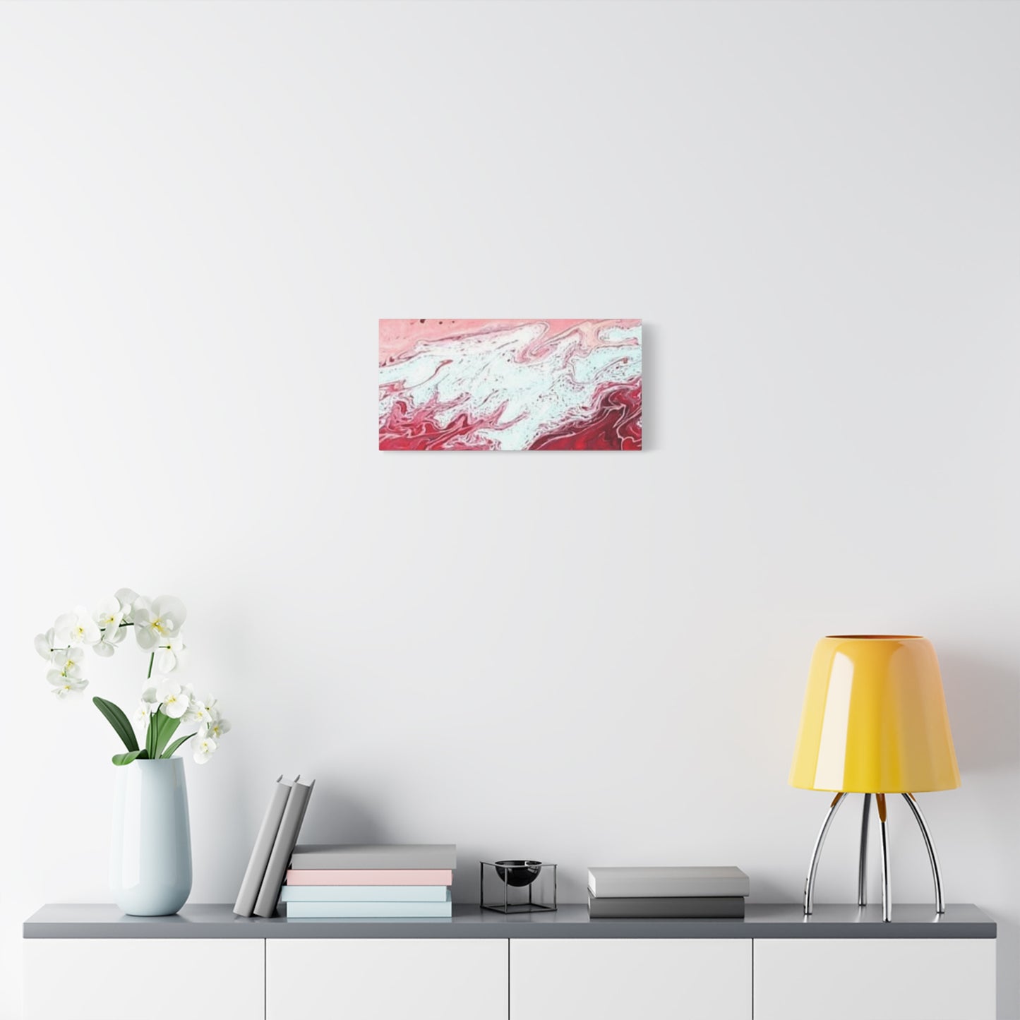 Abstract Pink & Red Fluid Art Canvas — Matte Stretched Wall Art