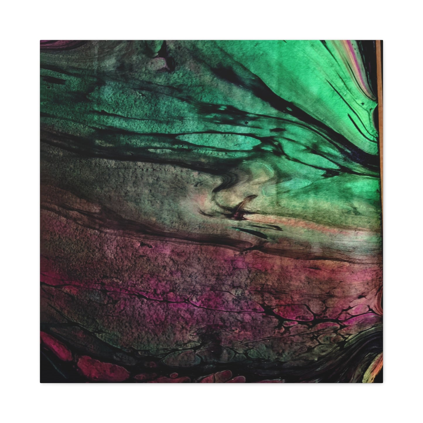 flame tempered pour - Abstract Teal & Magenta Canvas Wall Art — Matte Stretched 1.25"