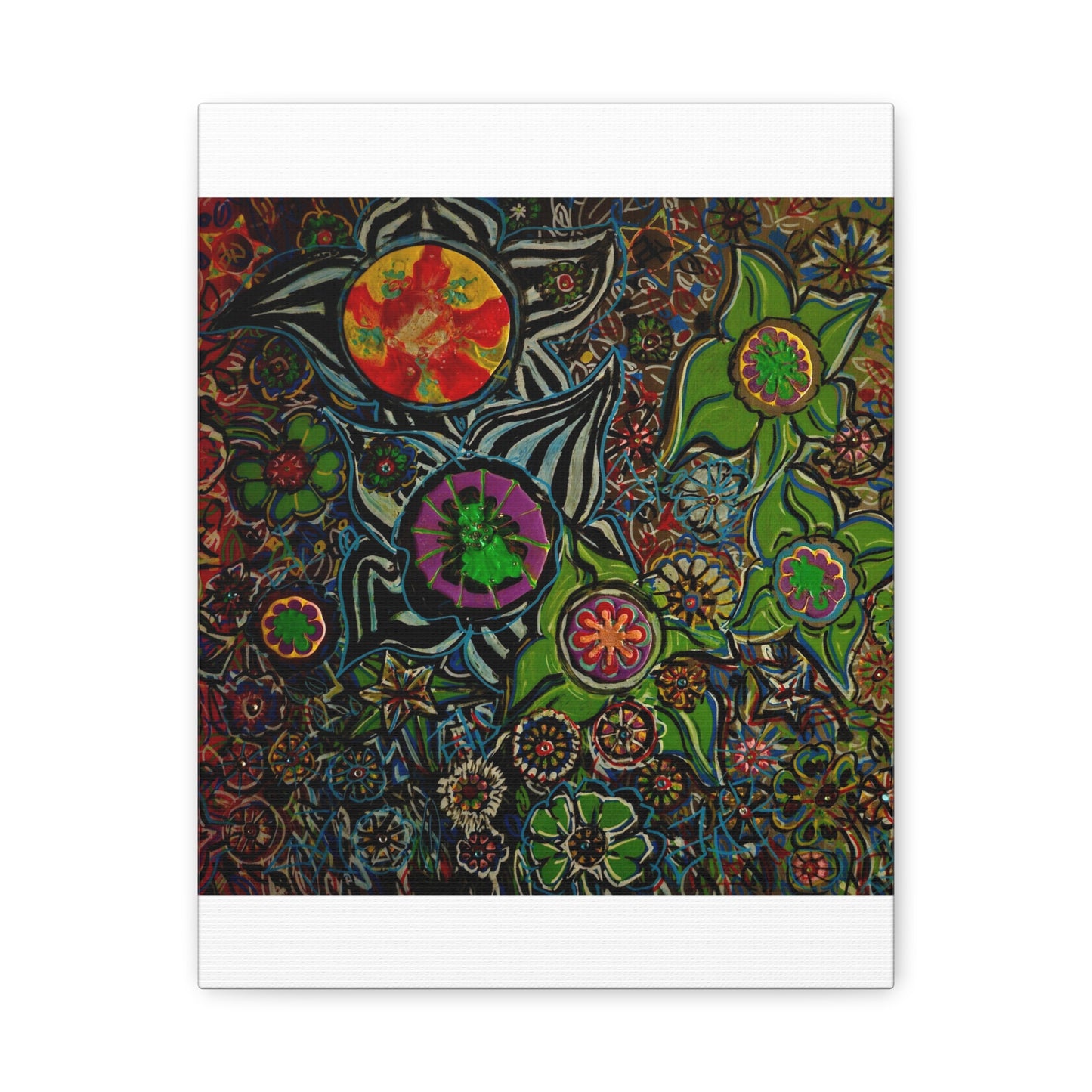 Urban_gardening-03 - Psychedelic Floral Canvas Print — Vibrant Abstract Garden Wall Art