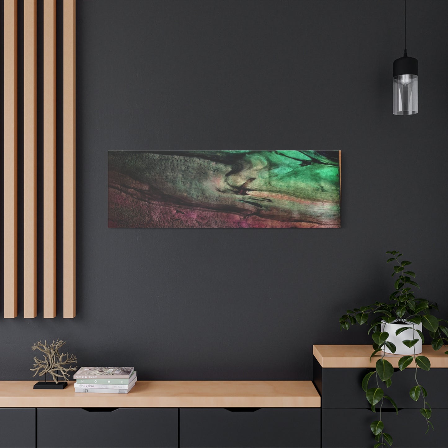 flame tempered pour - Abstract Teal & Magenta Canvas Wall Art — Matte Stretched 1.25"