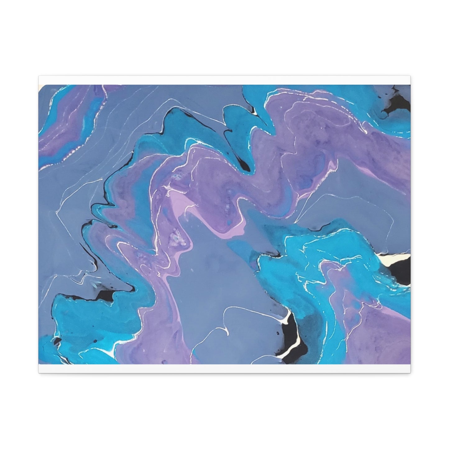 Abstract Blue & Purple Fluid Art Canvas - Matte Stretched Wall Art