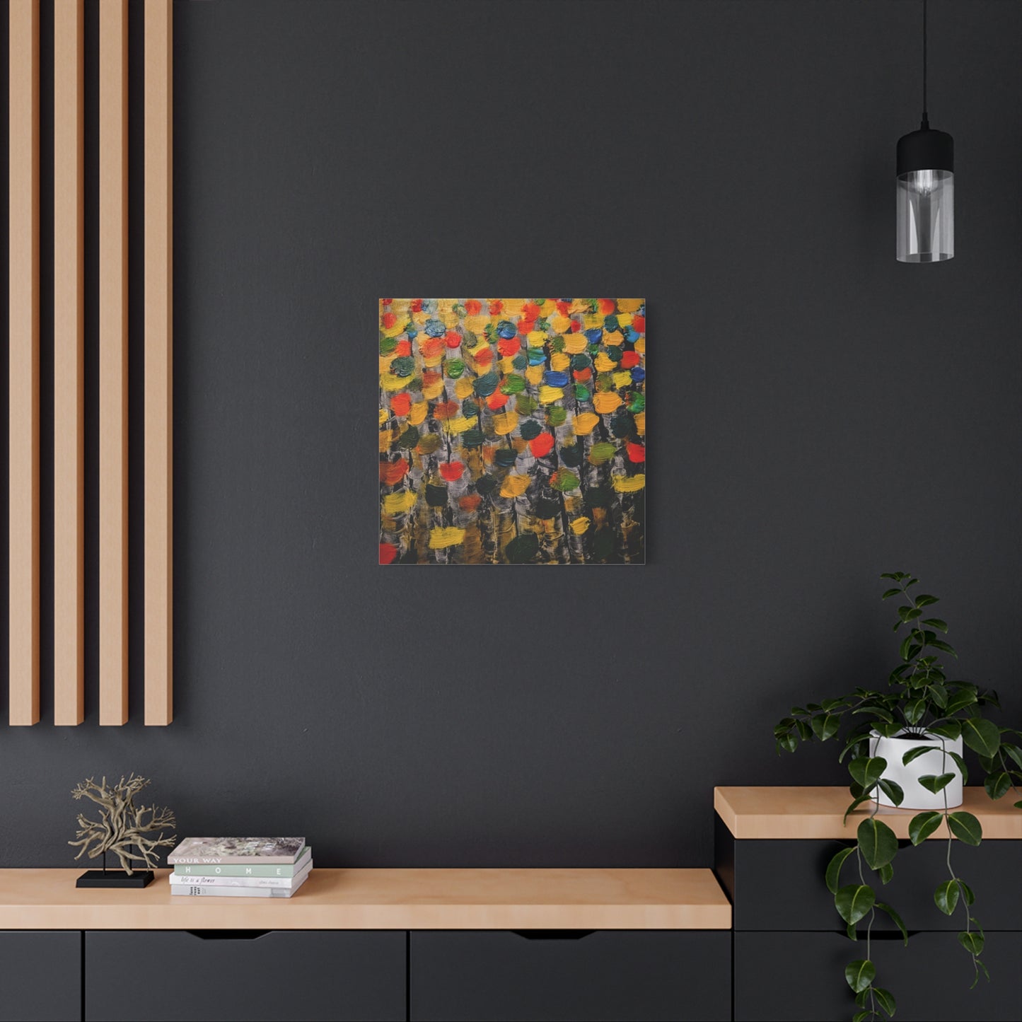 birch trees with color strokes - Abstract Color Bloom Matte Canvas Wall Art — Stretched 1.25"