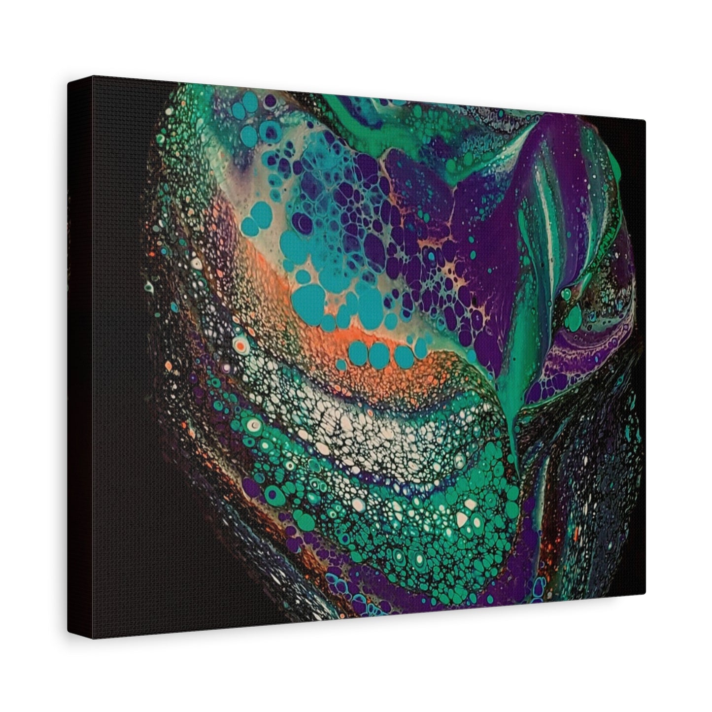 Abstract Fluid Art Canvas Print — Teal, Purple & Gold Swirl Matte Stretched Wall Art