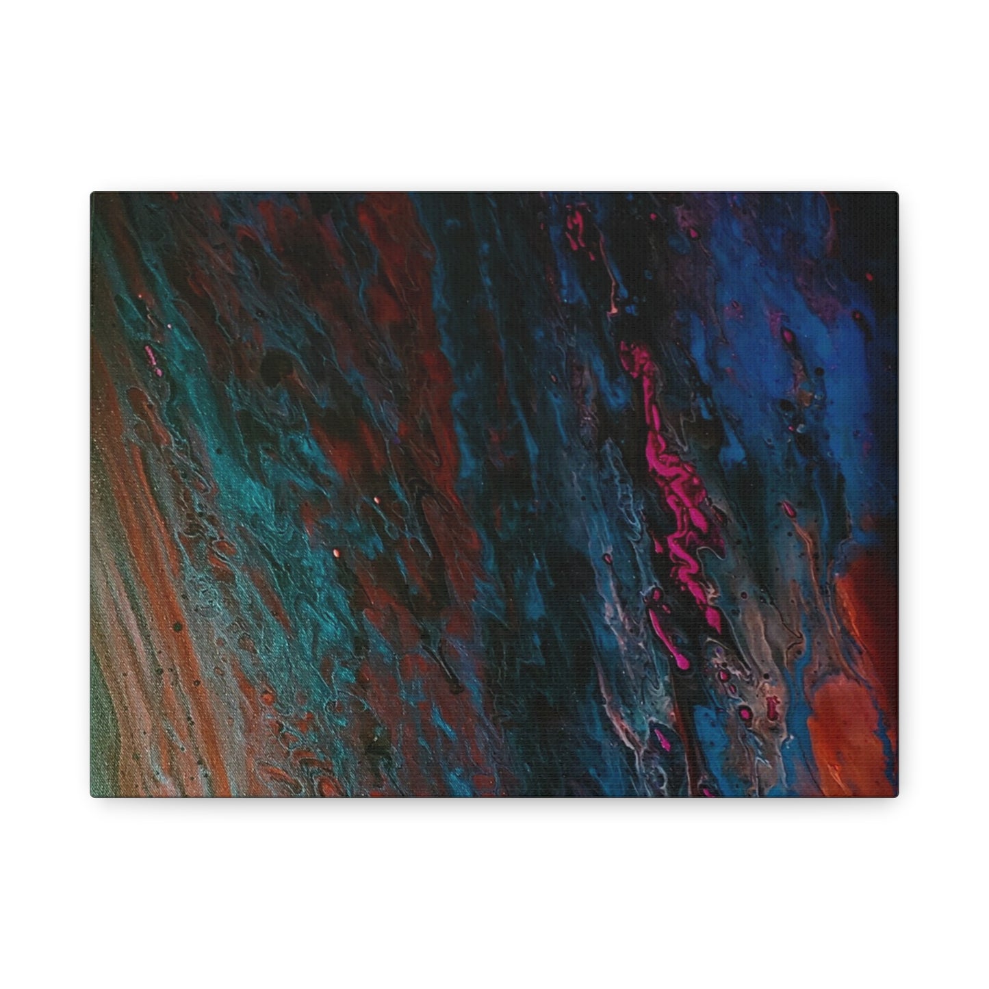 Abstract Fluid Art Canvas Wall Art - Jupiter pour — Vibrant Ocean Night Matte Stretched Canvas