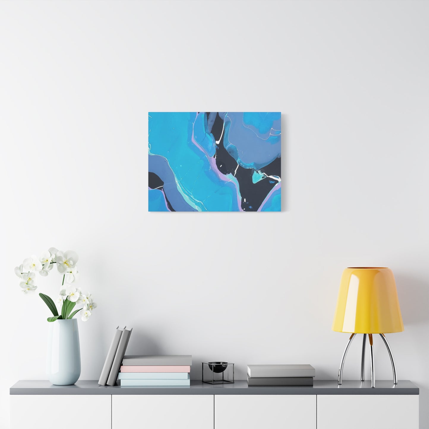 Abstract Blue Fluid Art Canvas Print — Matte Stretched Wall Art 1.25"