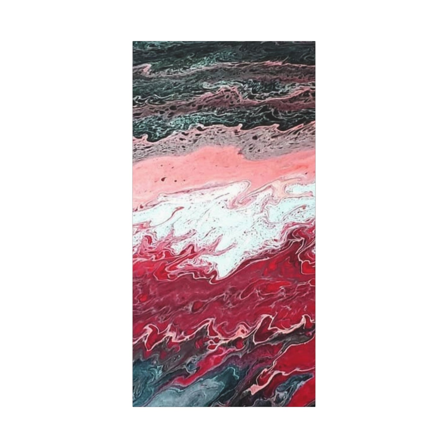 Abstract Pink & Red Fluid Art Canvas — Matte Stretched Wall Art