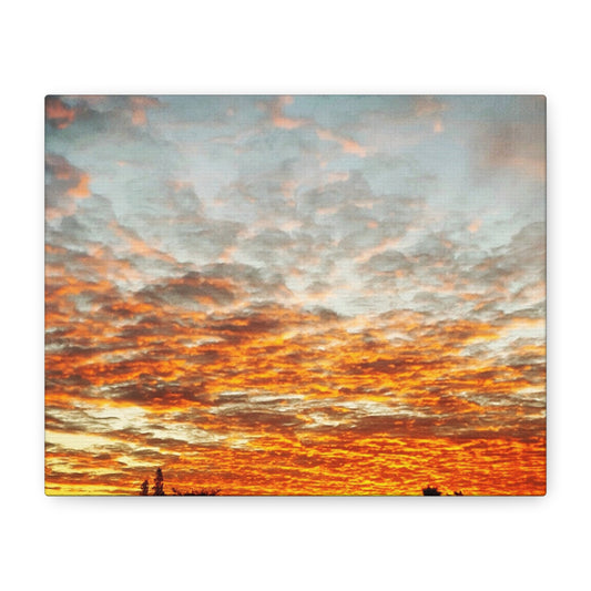 Sunset Sky Canvas Print — Orange Cloudscape Matte Stretched Wall Art