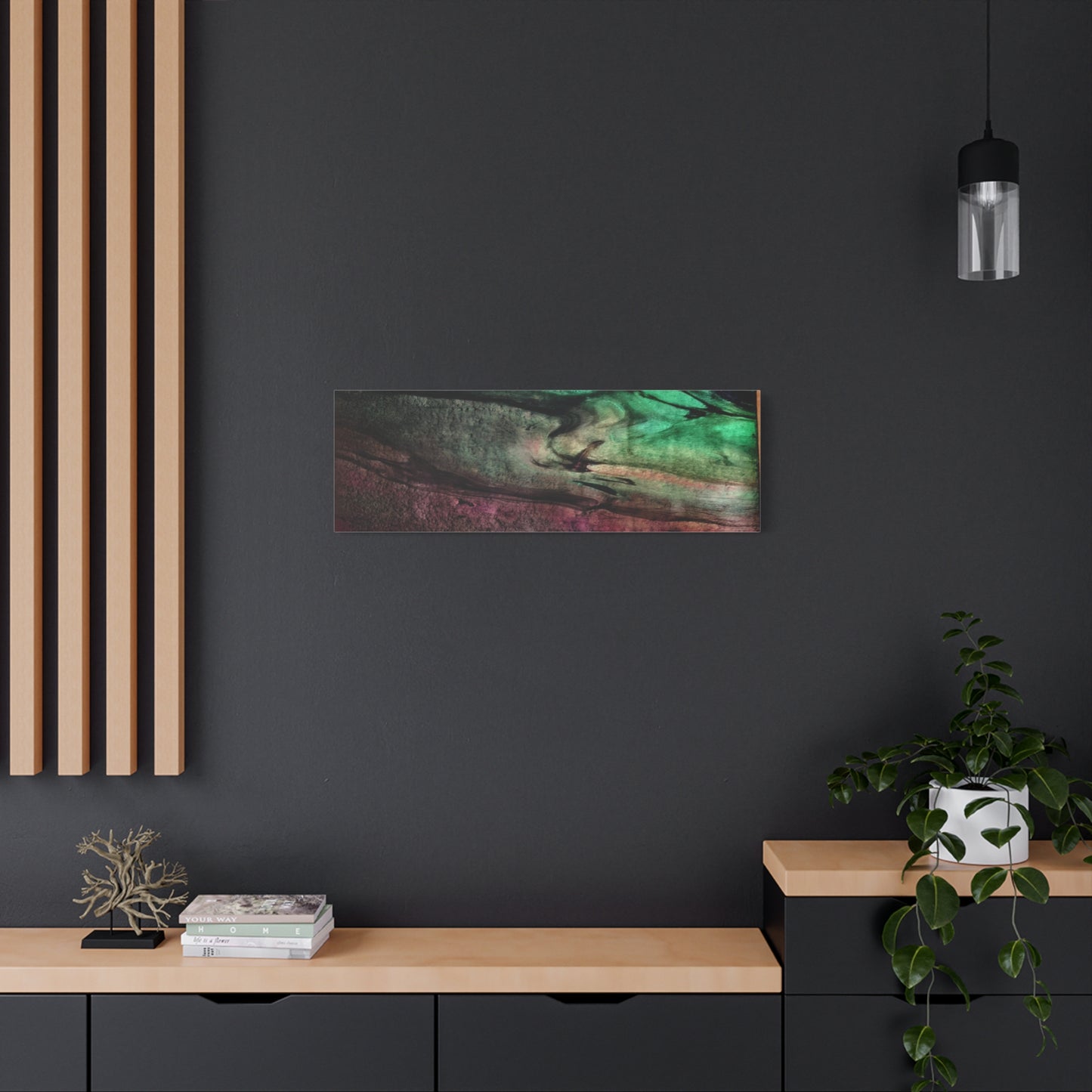 flame tempered pour - Abstract Teal & Magenta Canvas Wall Art — Matte Stretched 1.25"