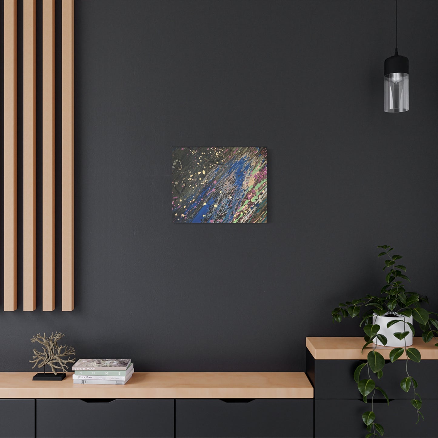 Abstract Splatter Matte Canvas Print — Colorful Fluid Art Wall Decor, Stretched 1.25"
