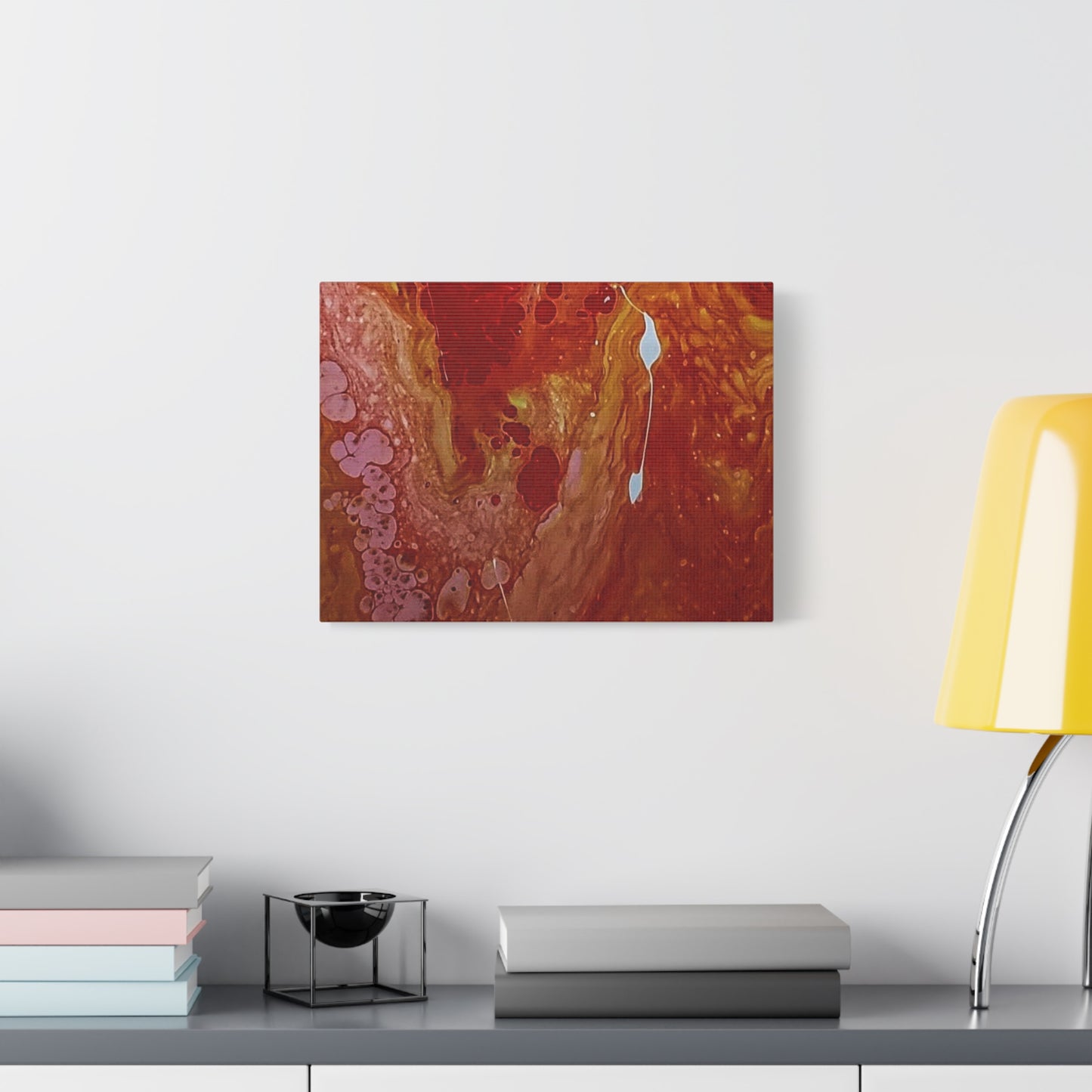 Abstract Red Fluid Art Canvas Print — Matte Stretched Wall Art