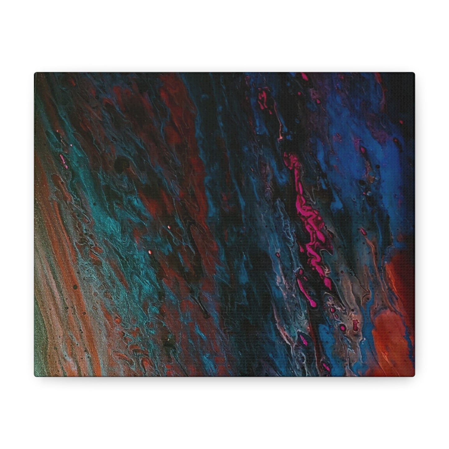 Abstract Fluid Art Canvas Wall Art - Jupiter pour — Vibrant Ocean Night Matte Stretched Canvas