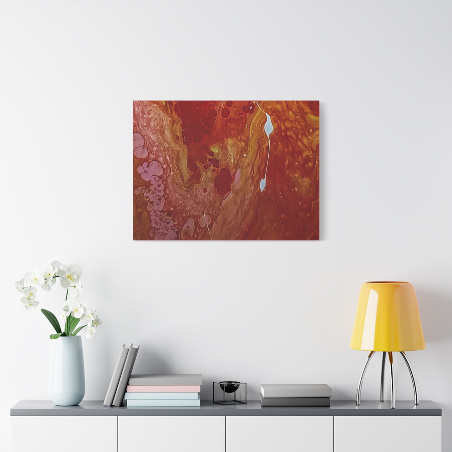 Abstract Red Fluid Art Canvas Print — Matte Stretched Wall Art