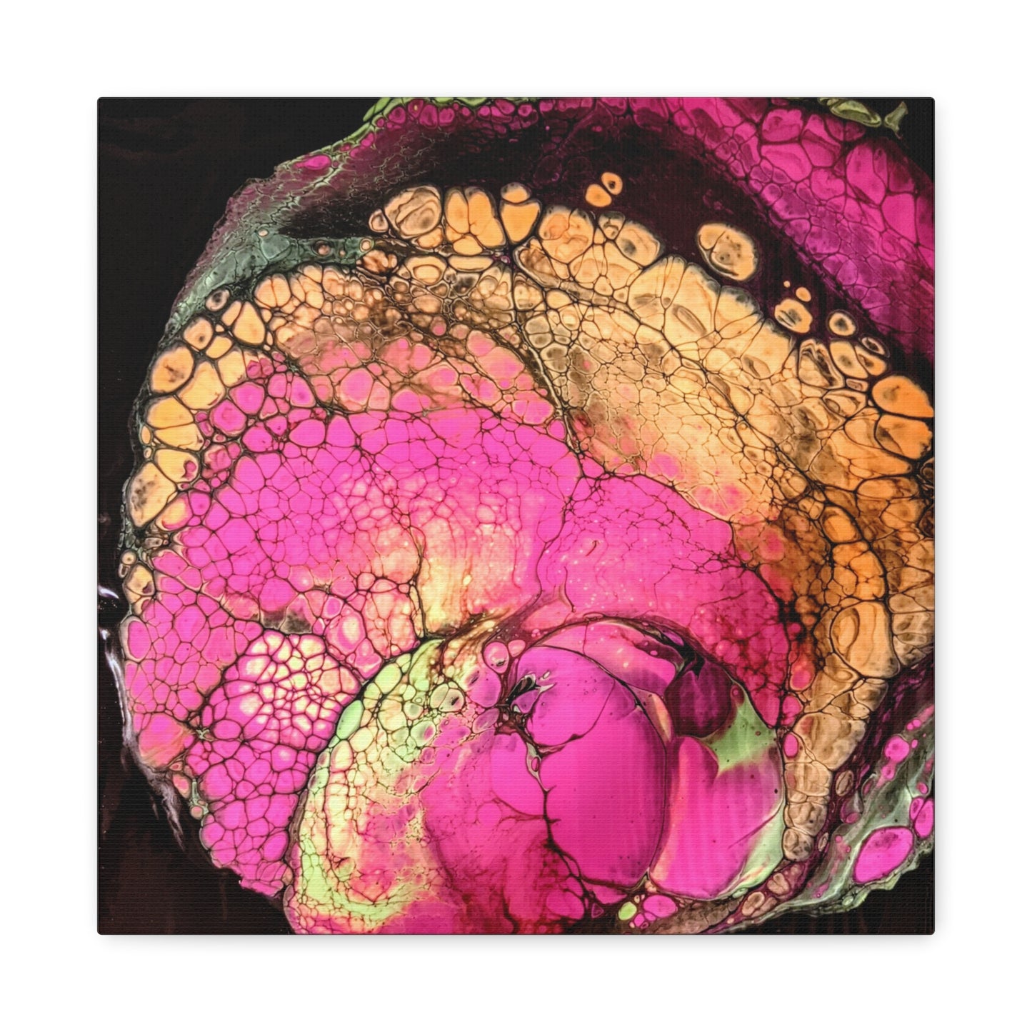 Abstract Pink & Gold Fluid Art Canvas