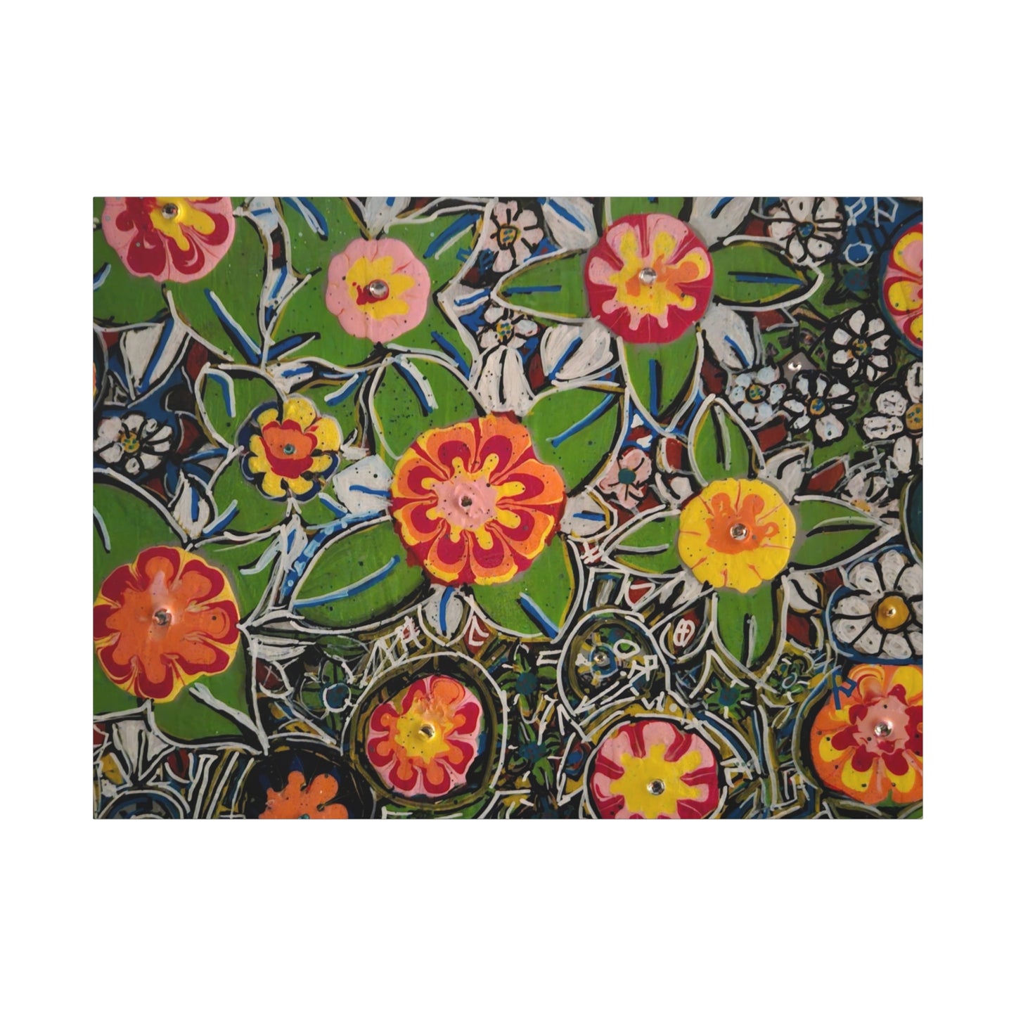 Urban_gardening-04 - Floral Pop Matte Stretched Canvas – Colorful Hand-Painted Garden Wall Art