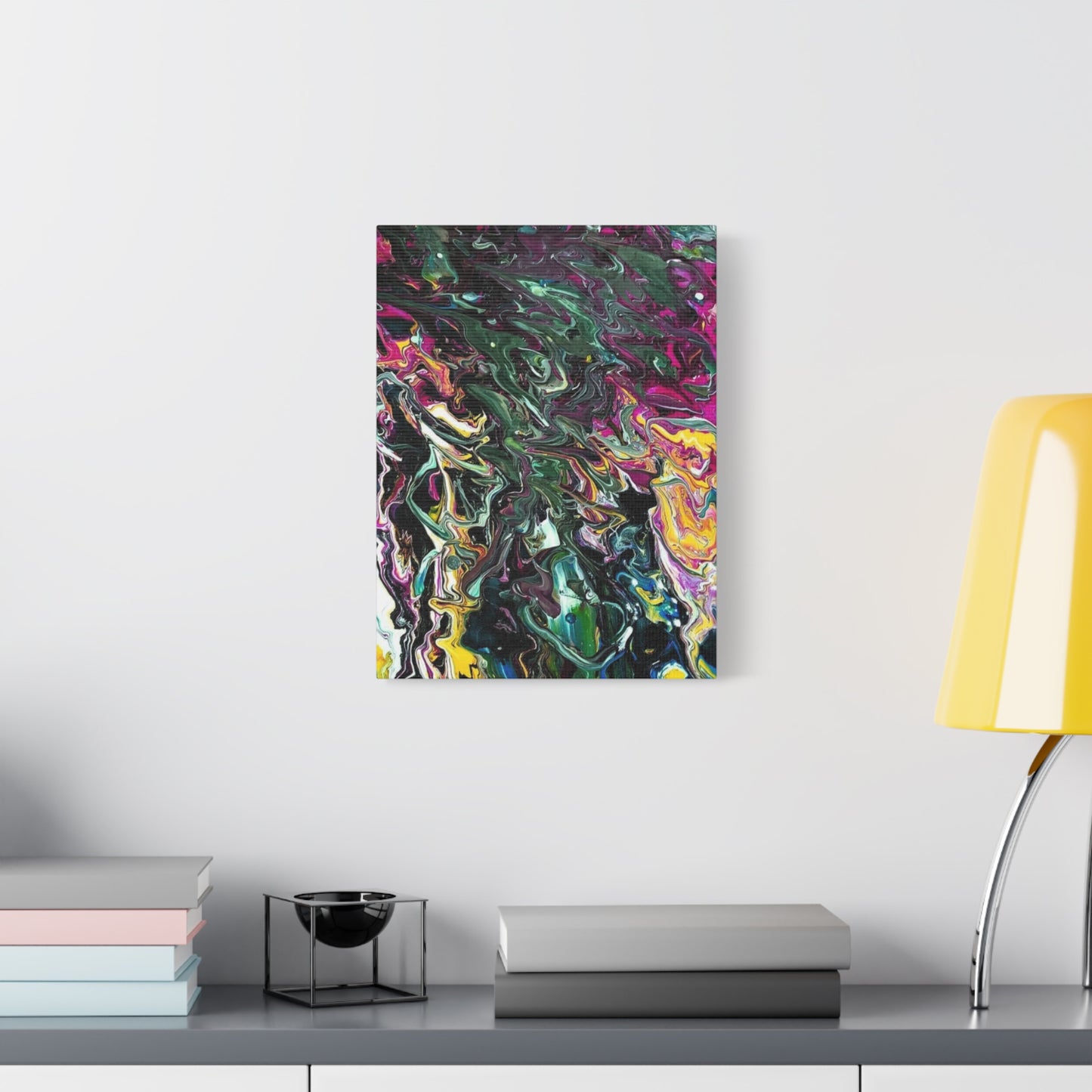 chaos in the garden - Abstract Fluid Art Matte Canvas Print - Colorful Swirl Wall Art