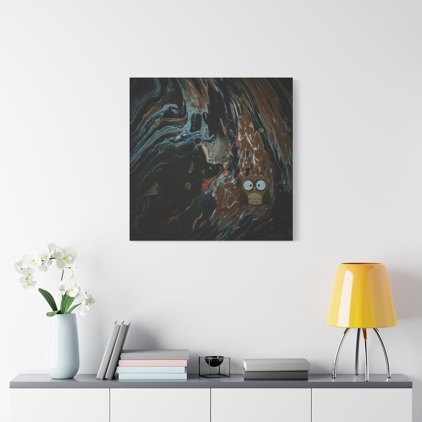 Abstract Swirl Owl Matte Canvas Print