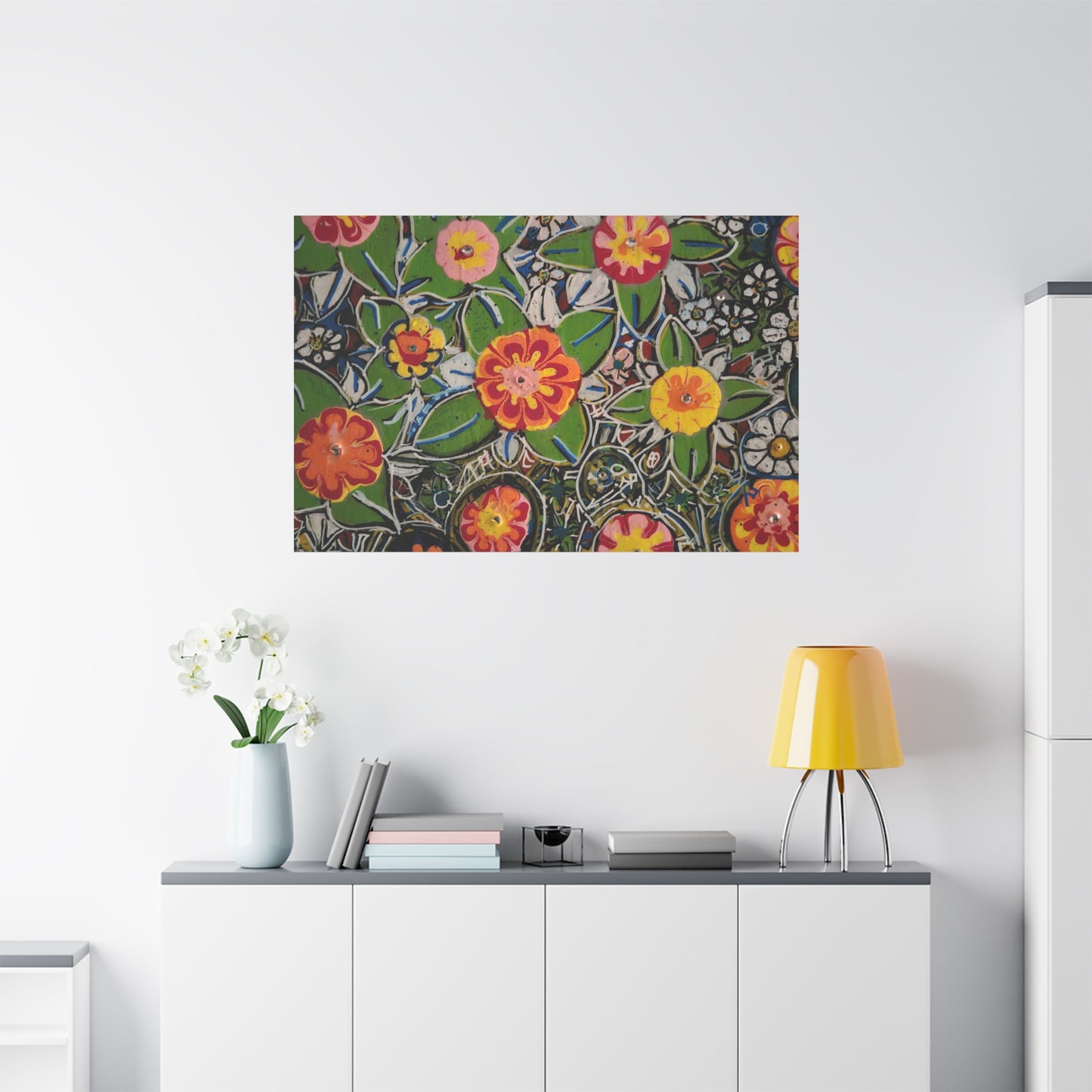 Urban_gardening-04 - Floral Pop Matte Stretched Canvas – Colorful Hand-Painted Garden Wall Art