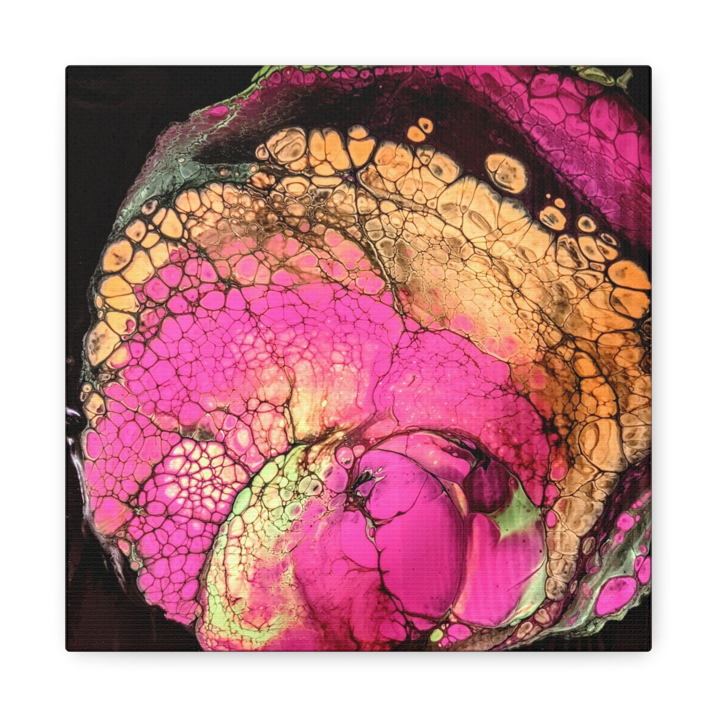 Abstract Pink & Gold Fluid Art Canvas