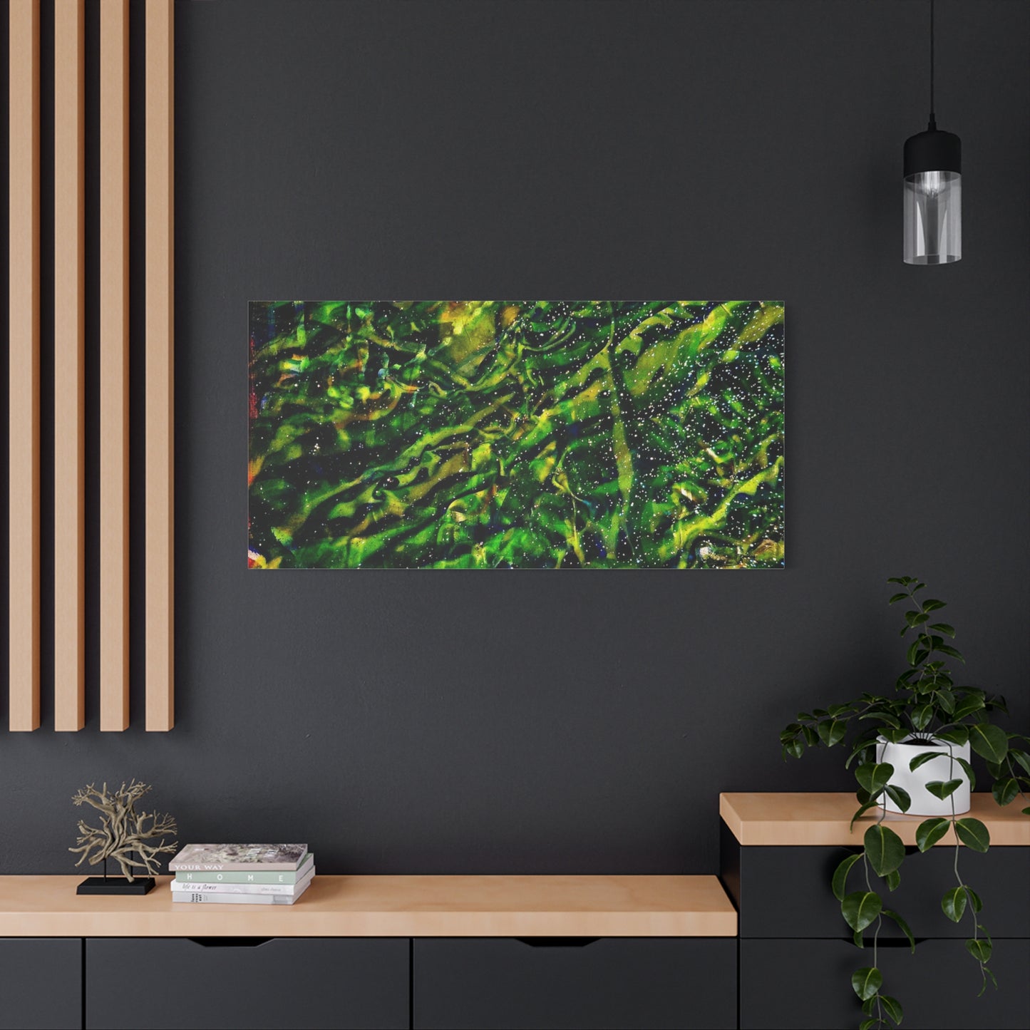 Confessions - Abstract Green Texture Canvas - Matte Stretched Wall Art