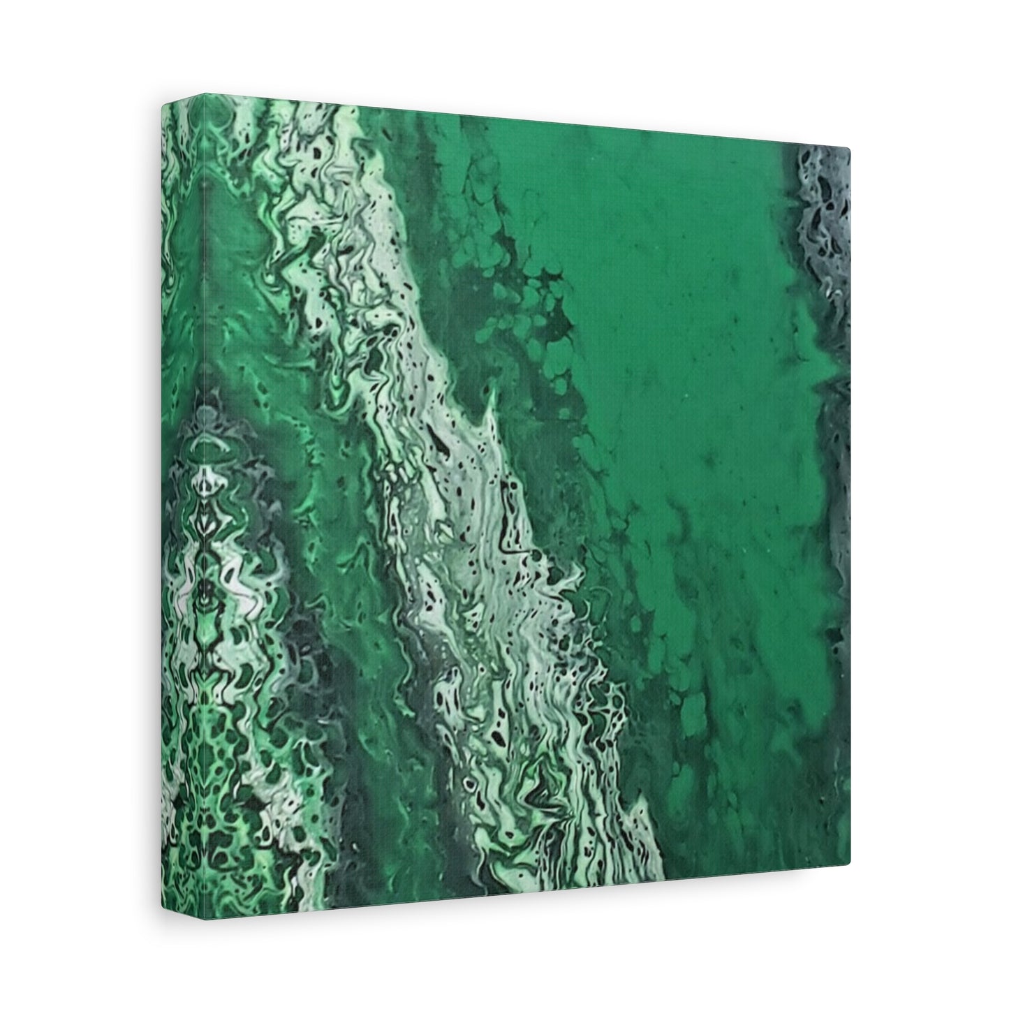 Emerald Wave Abstract Canvas Print — Matte Stretched Wall Art