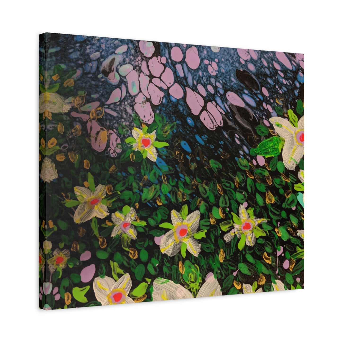 Floetrol&Flowers - Night Pour Garden Matte Canvas Print — Stretched Wall Art