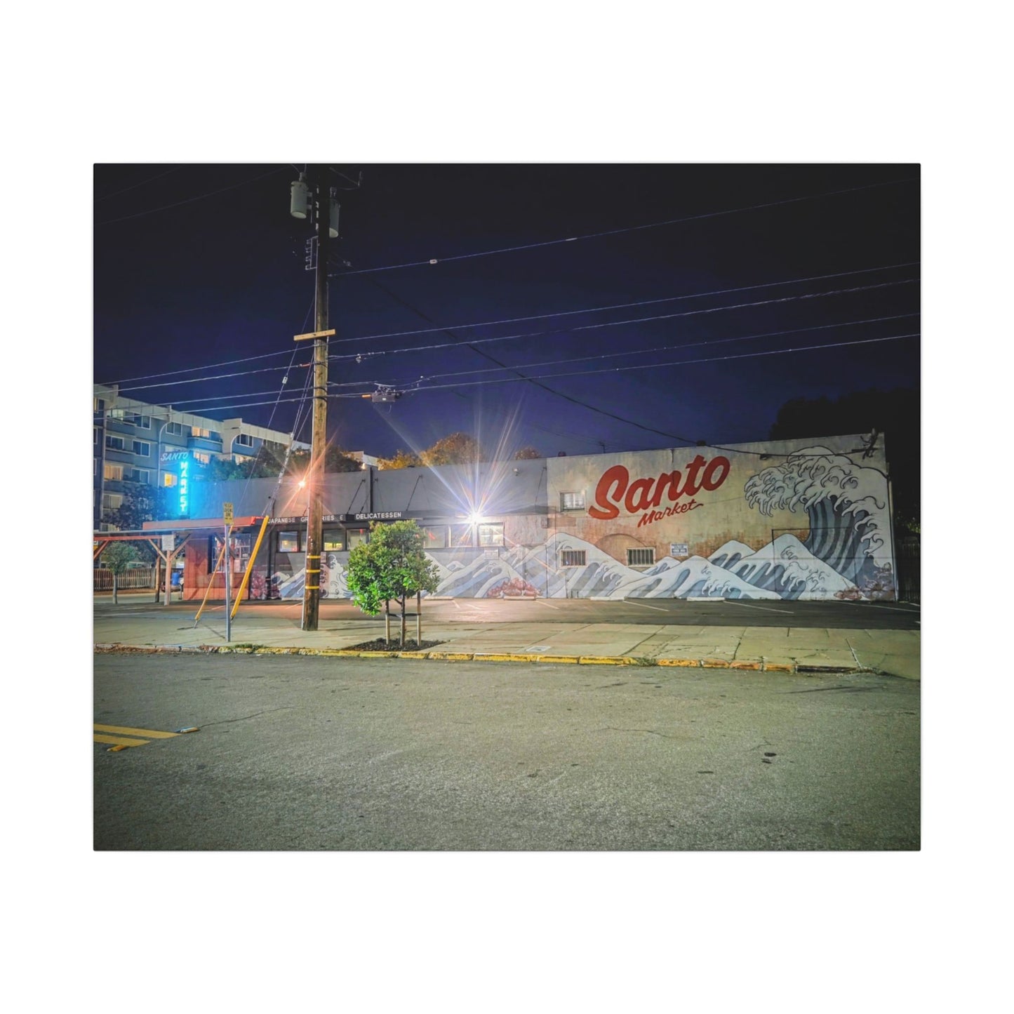 Santo Market Mural (7th&taylor)— Nighttime Urban Wall Art