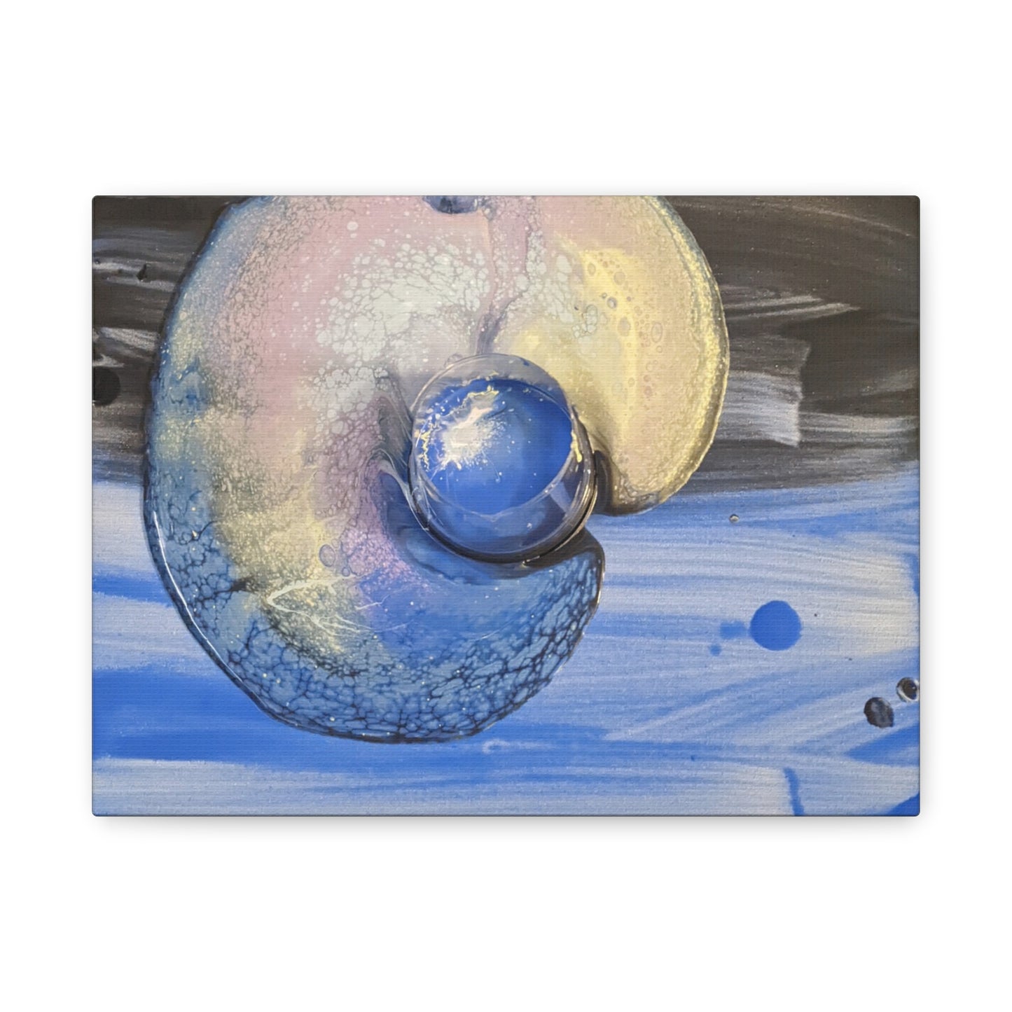 the nautilus - Abstract Blue Spiral Matte Canvas Art - Nautical Coastal Wall Decor
