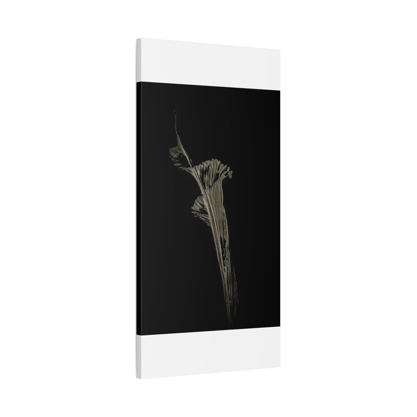 Calla Lilly - Minimalist Botanical Canvas Print — Monochrome Flower Art on Black Matte