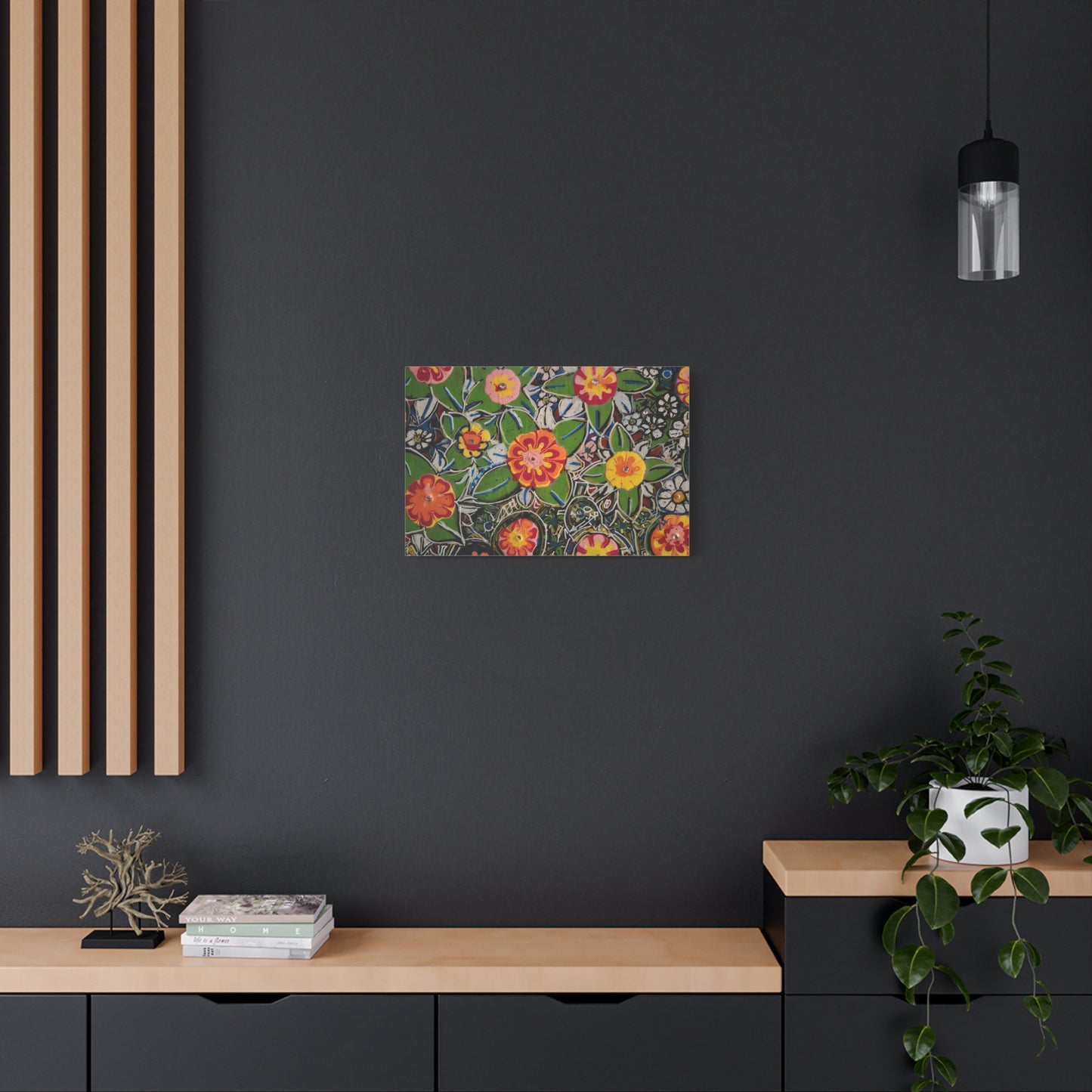 Urban_gardening-04 - Floral Pop Matte Stretched Canvas – Colorful Hand-Painted Garden Wall Art