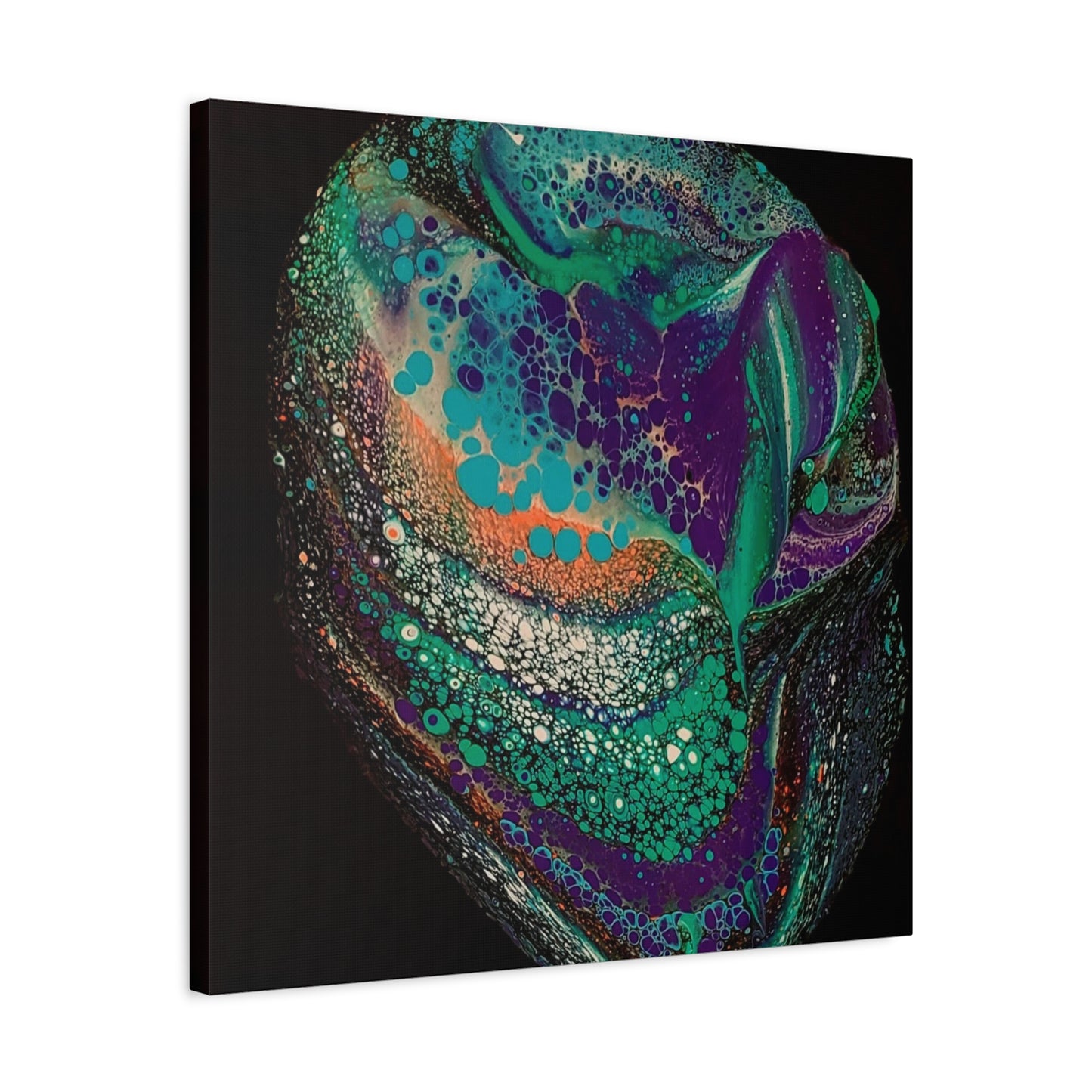 Abstract Fluid Art Canvas Print — Teal, Purple & Gold Swirl Matte Stretched Wall Art