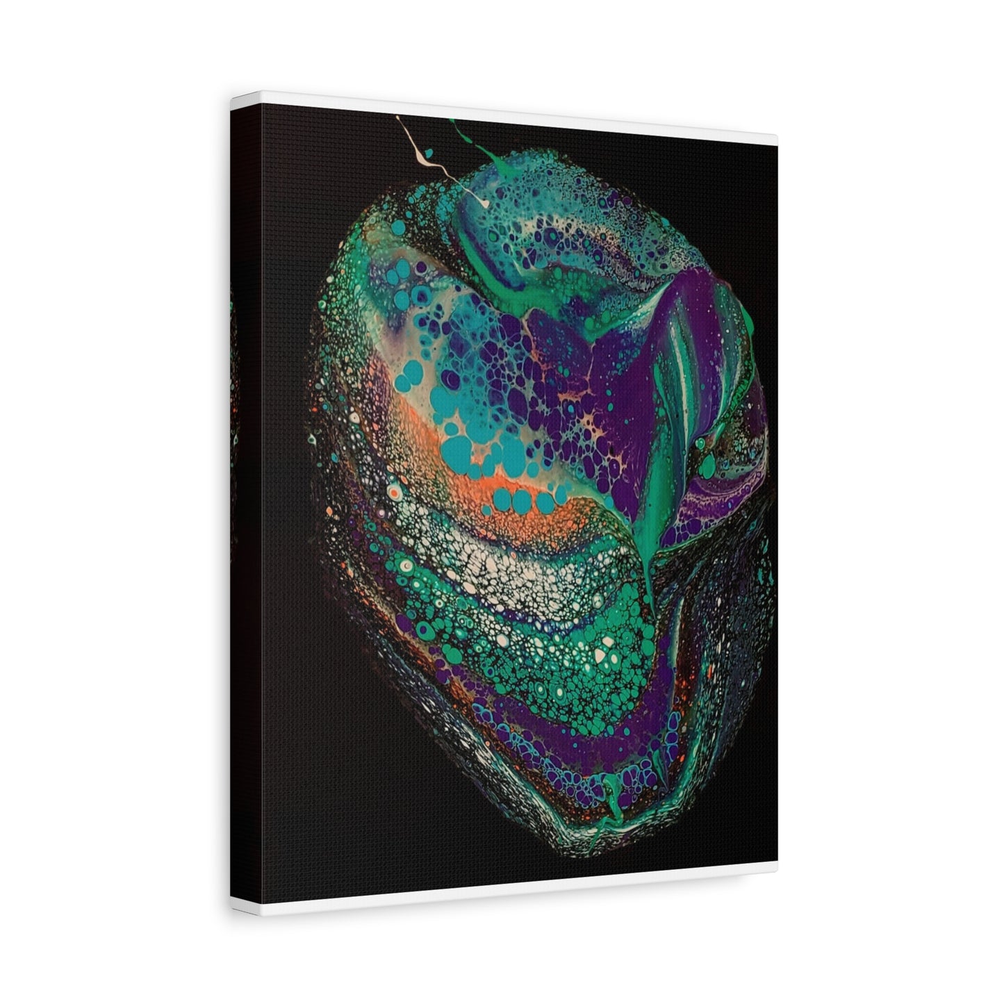 Abstract Fluid Art Canvas Print — Teal, Purple & Gold Swirl Matte Stretched Wall Art
