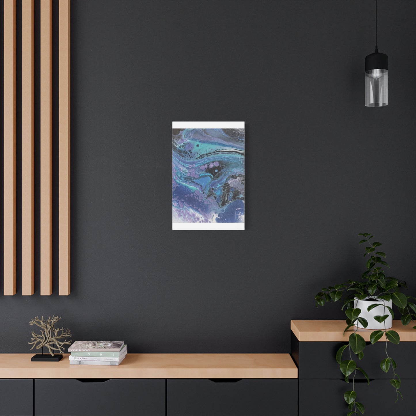 Abstract Ocean Wave Matte Canvas Print — Blue & Purple Fluid Art, Stretched 1.25"